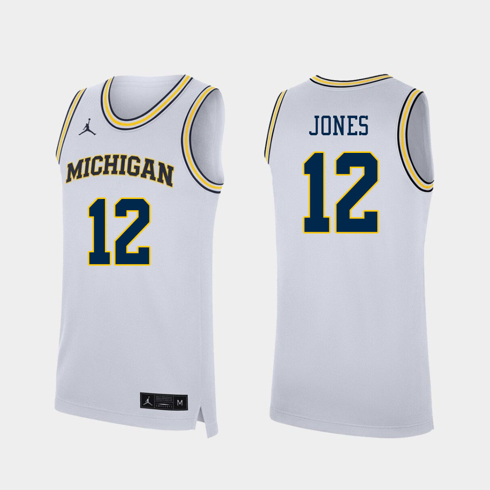 Men #12 DeVante Jones Michigan Wolverines College Basketball Jerseys Sale-White - Click Image to Close